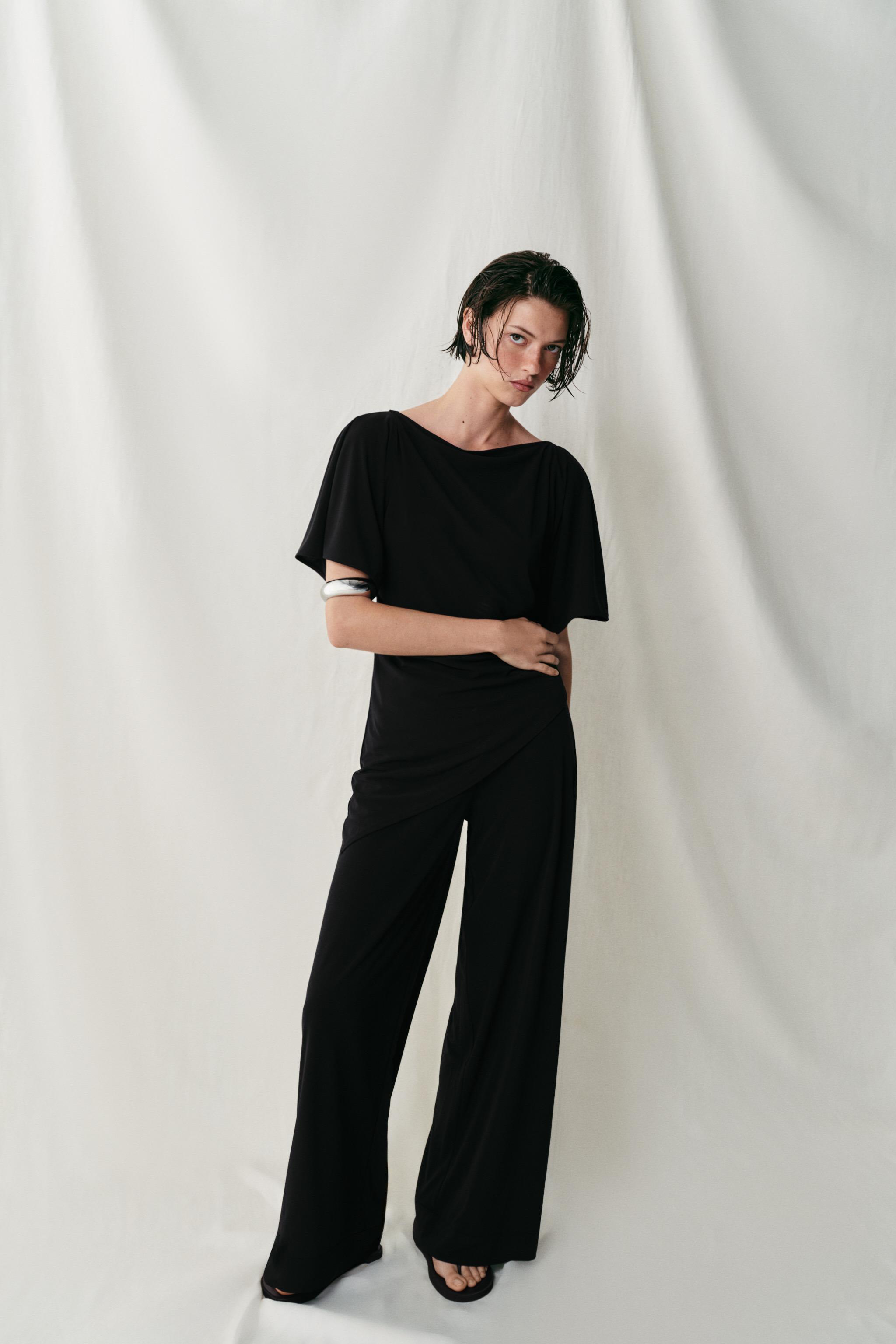 STRAIGHT LEG CREPE PANTS WITH OPENINGS